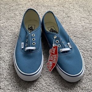 Navy authentic vans with brushed silver eyelets